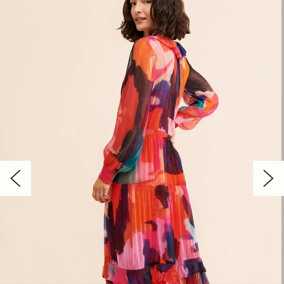 ANTHROPOLOGIE Women's The Marais Printed Tiered Maxi Dress Size Medium In Pink - Picture 2 of 14